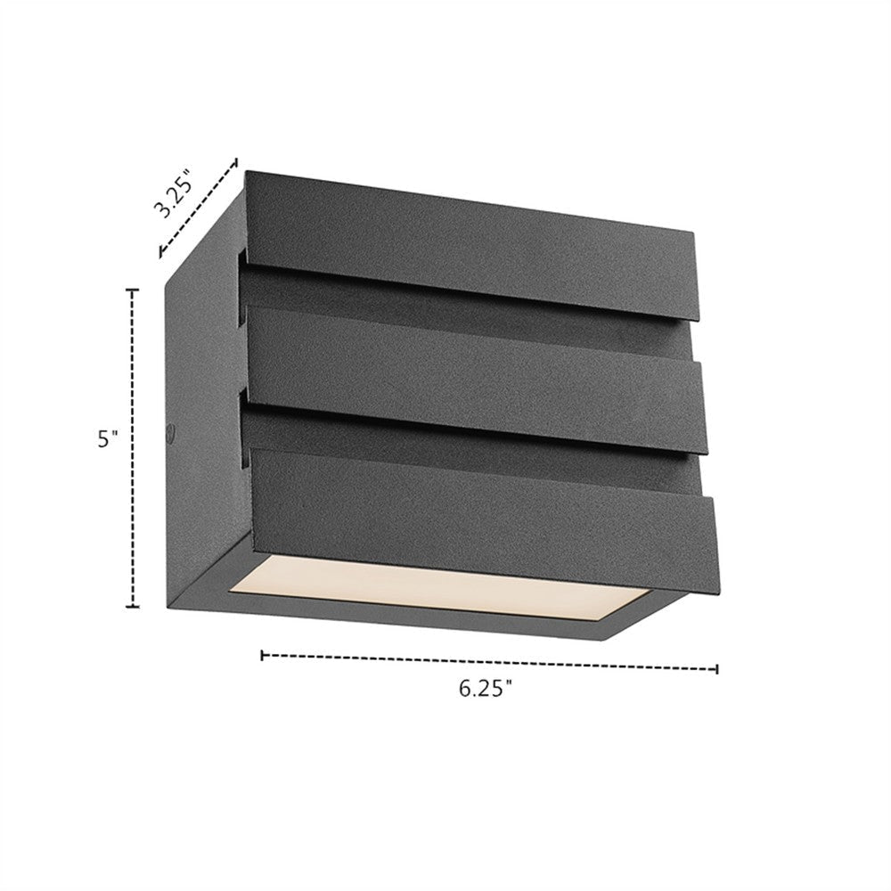Lighting BECKETT Contemporary LED Light Textured Black Outdoor Wall Sconce 5’’ Tall CHL-CH2R903BK05-ODL