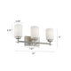 Lighting NEVAEH Transitional 3 Light Brushed Nickel Bath and Vanity Light 21’’ Wide CHL-CH2S002BN21-BL3