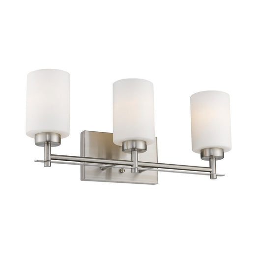 Lighting NEVAEH Transitional 3 Light Brushed Nickel Bath and Vanity Light 21" Wide
