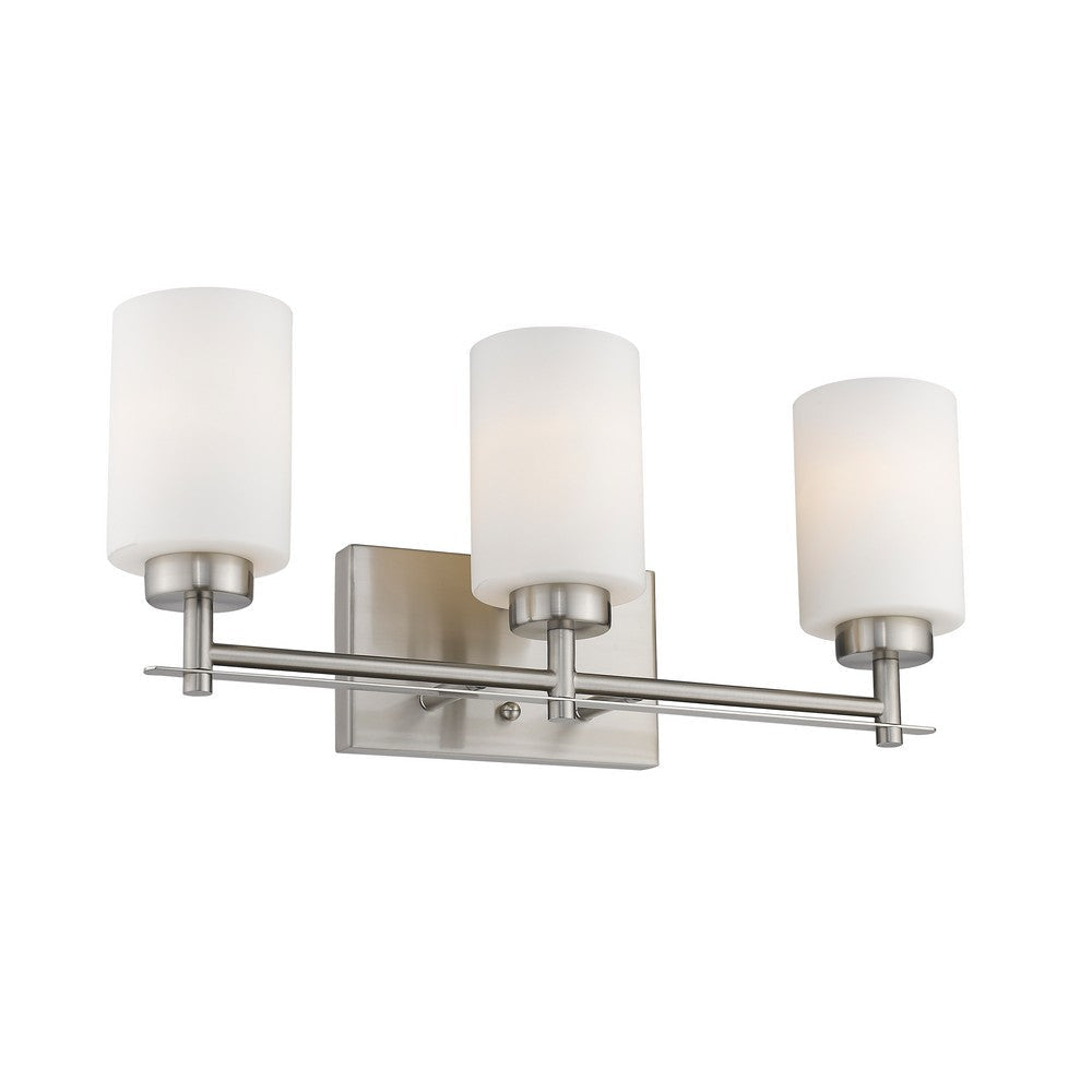 Lighting NEVAEH Transitional 3 Light Brushed Nickel Bath and Vanity Light 21" Wide