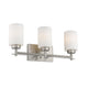 Lighting NEVAEH Transitional 3 Light Brushed Nickel Bath and Vanity Light 21" Wide