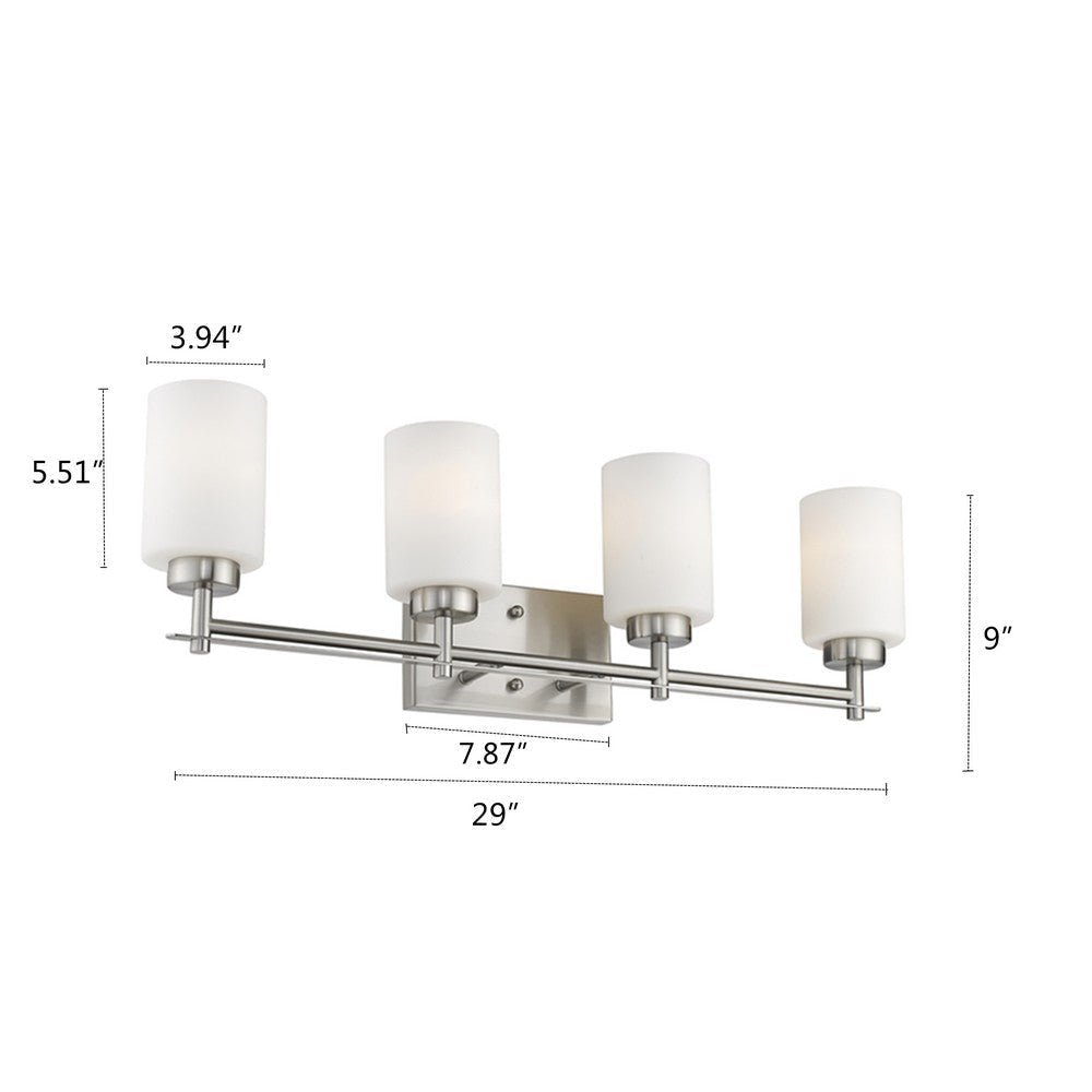 Lighting NEVAEH Transitional 4 Light Brushed Nickel Bath and Vanity Light 29’’ Wide CHL-CH2S002BN29-BL4