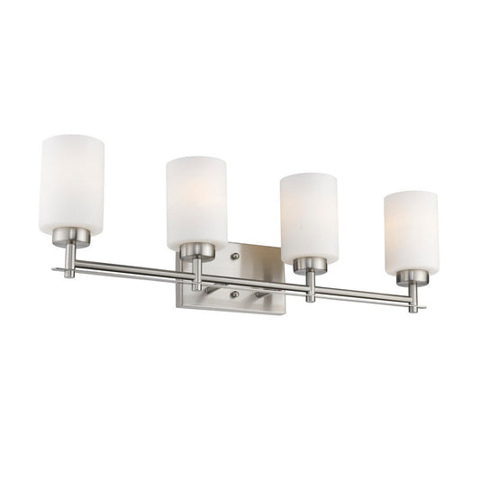 Lighting NEVAEH Transitional 4 Light Brushed Nickel Bath and Vanity Light 29" Wide