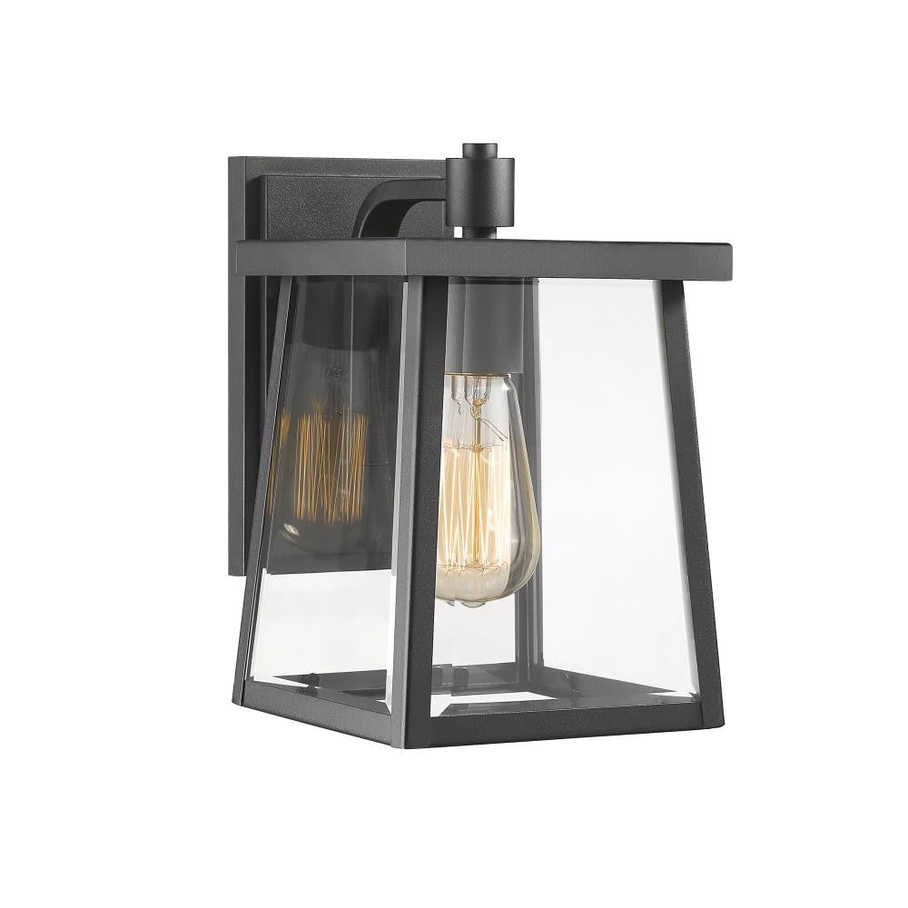 GABRIEL Transitional 1 Light Textured Black Outdoor Wall Sconce 10" Tall