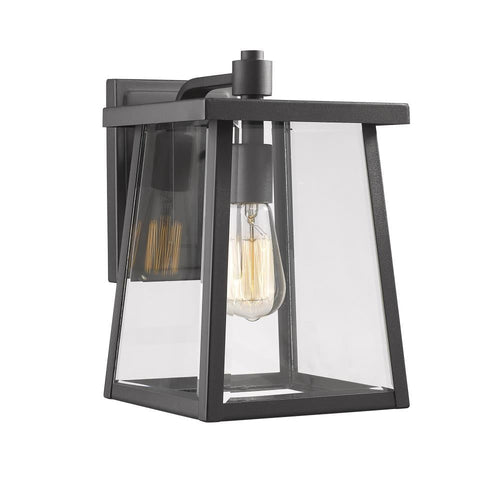 GABRIEL Transitional 1 Light Textured Black Outdoor Wall Sconce 12" Tall