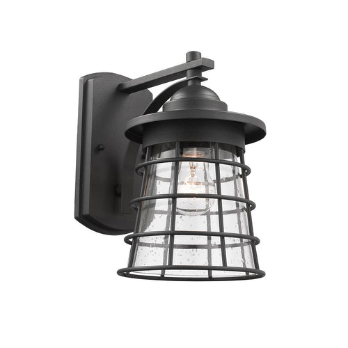 Lighting DAMON Transitional 1 Light Textured Black Outdoor Wall Sconce 11" Tall