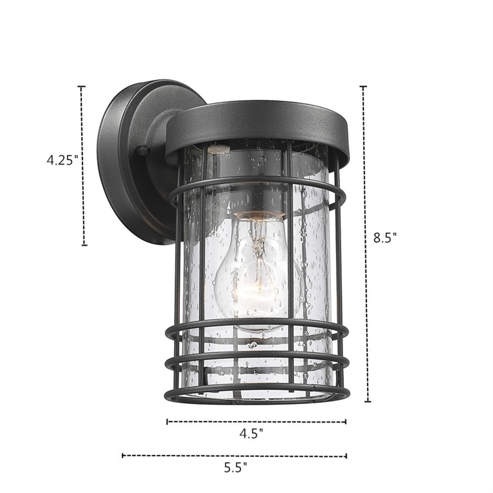 Lighting JEFFERSON Transitional 1 Light Textured Black Outdoor Wall Sconce 9’’ Tall CHL-CH2S092BK09-OD1