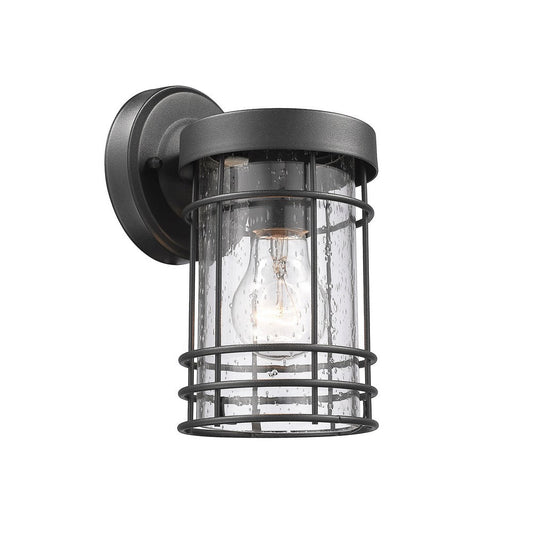 Lighting JEFFERSON Transitional 1 Light Textured Black Outdoor Wall Sconce 9" Tall