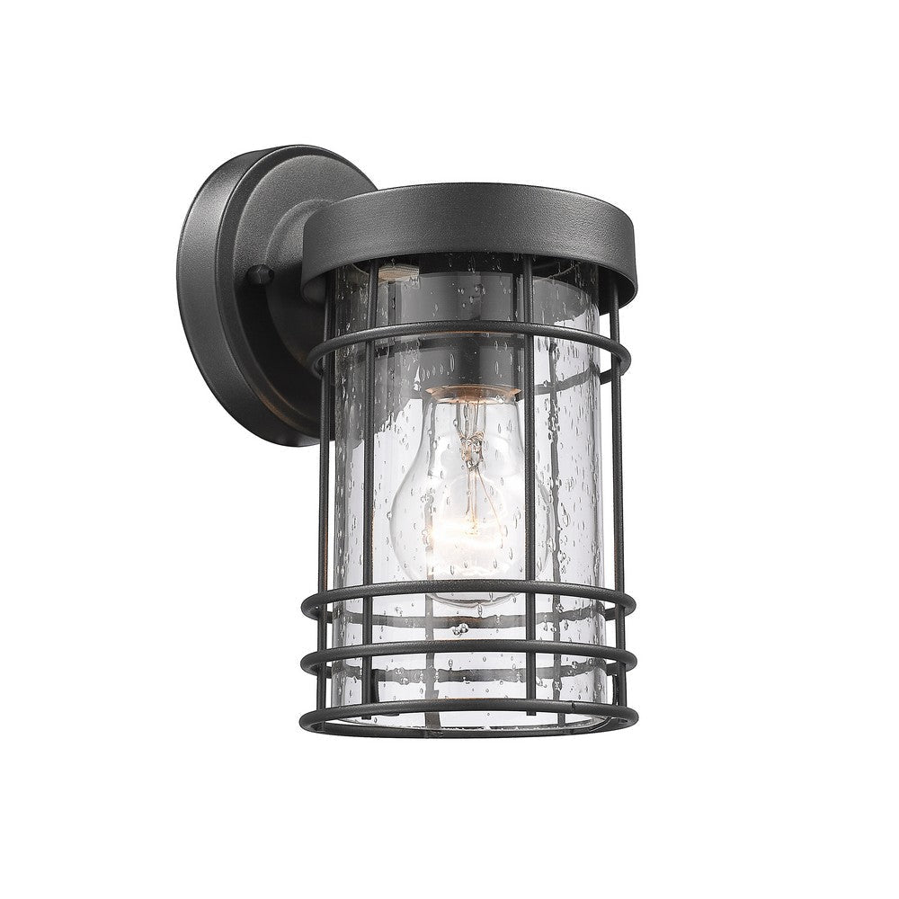 Lighting JEFFERSON Transitional 1 Light Textured Black Outdoor Wall Sconce 9" Tall