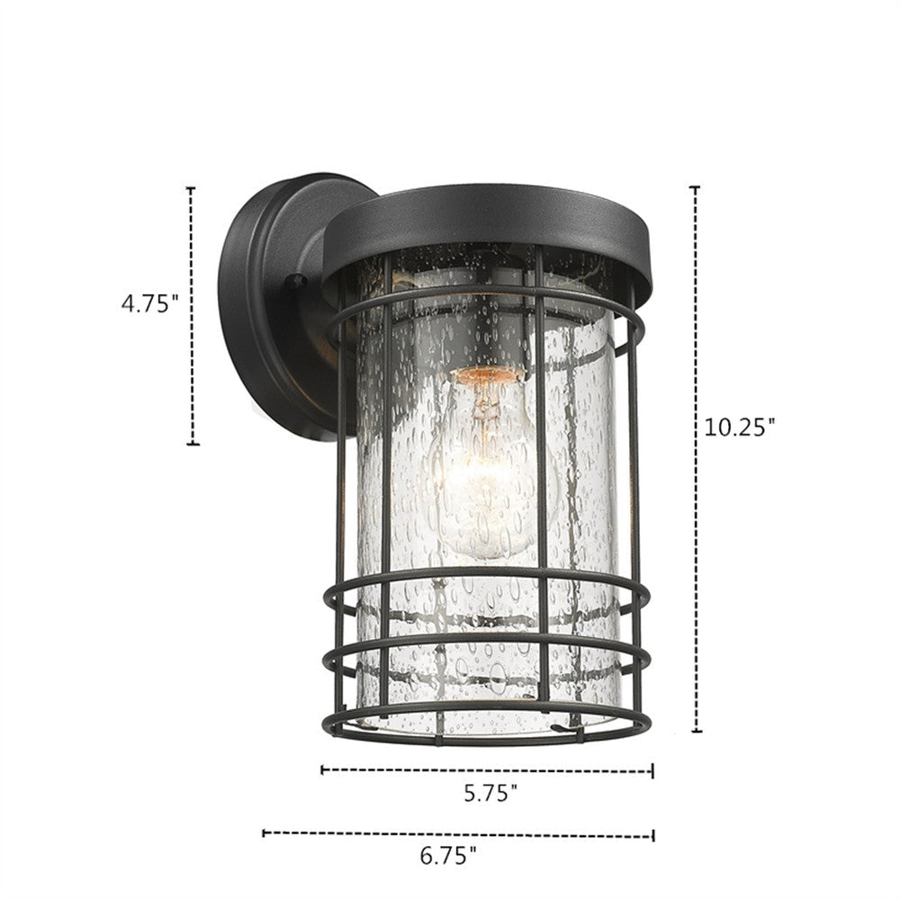 Lighting JEFFERSON Transitional 1 Light Textured Black Outdoor Wall Sconce 10’’ Tall CHL-CH2S092BK10-OD1