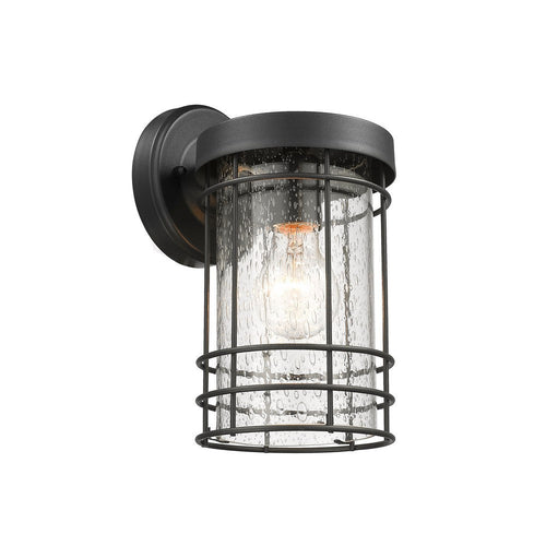 Lighting JEFFERSON Transitional 1 Light Textured Black Outdoor Wall Sconce 10" Tall