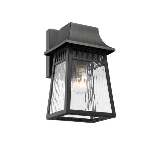 Lighting GRANT Transitional 1 Light Textured Black Outdoor Wall Sconce 10" Tall