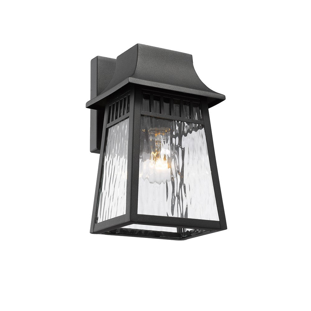 Lighting GRANT Transitional 1 Light Textured Black Outdoor Wall Sconce 10" Tall