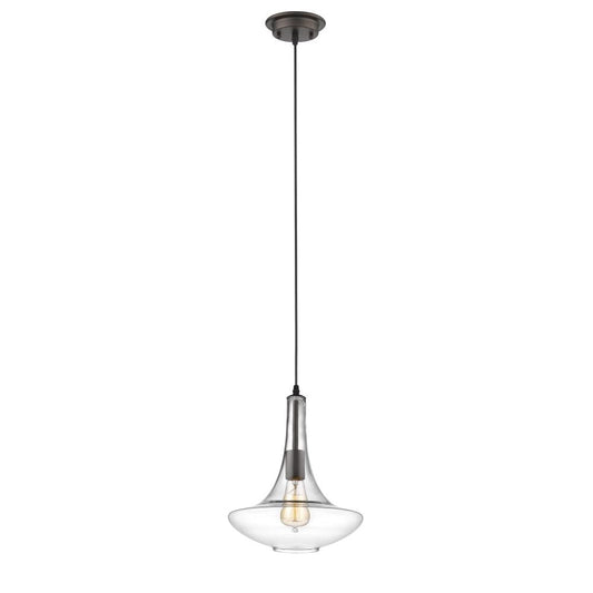 CHLOE Lighting LEAH Transitional 1 Light Rubbed Bronze Ceiling Mini Pendant 10" Wide