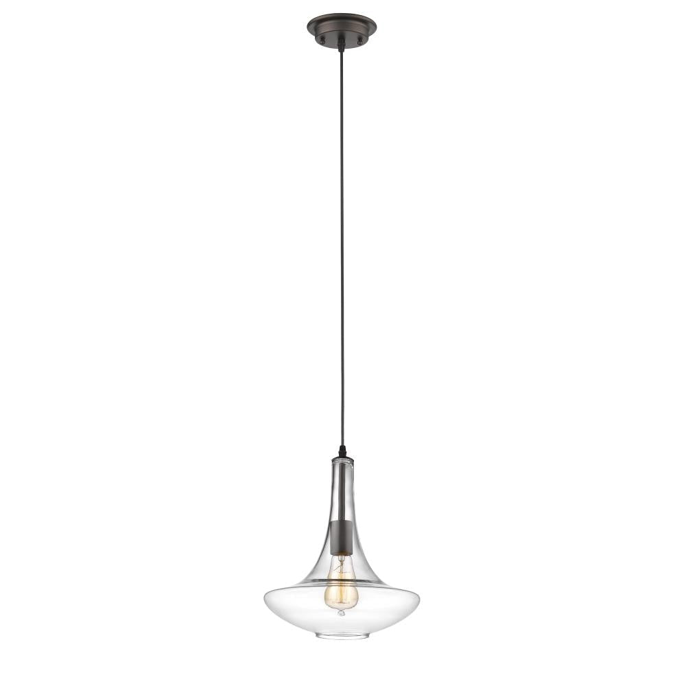 CHLOE Lighting LEAH Transitional 1 Light Rubbed Bronze Ceiling Mini Pendant 10" Wide