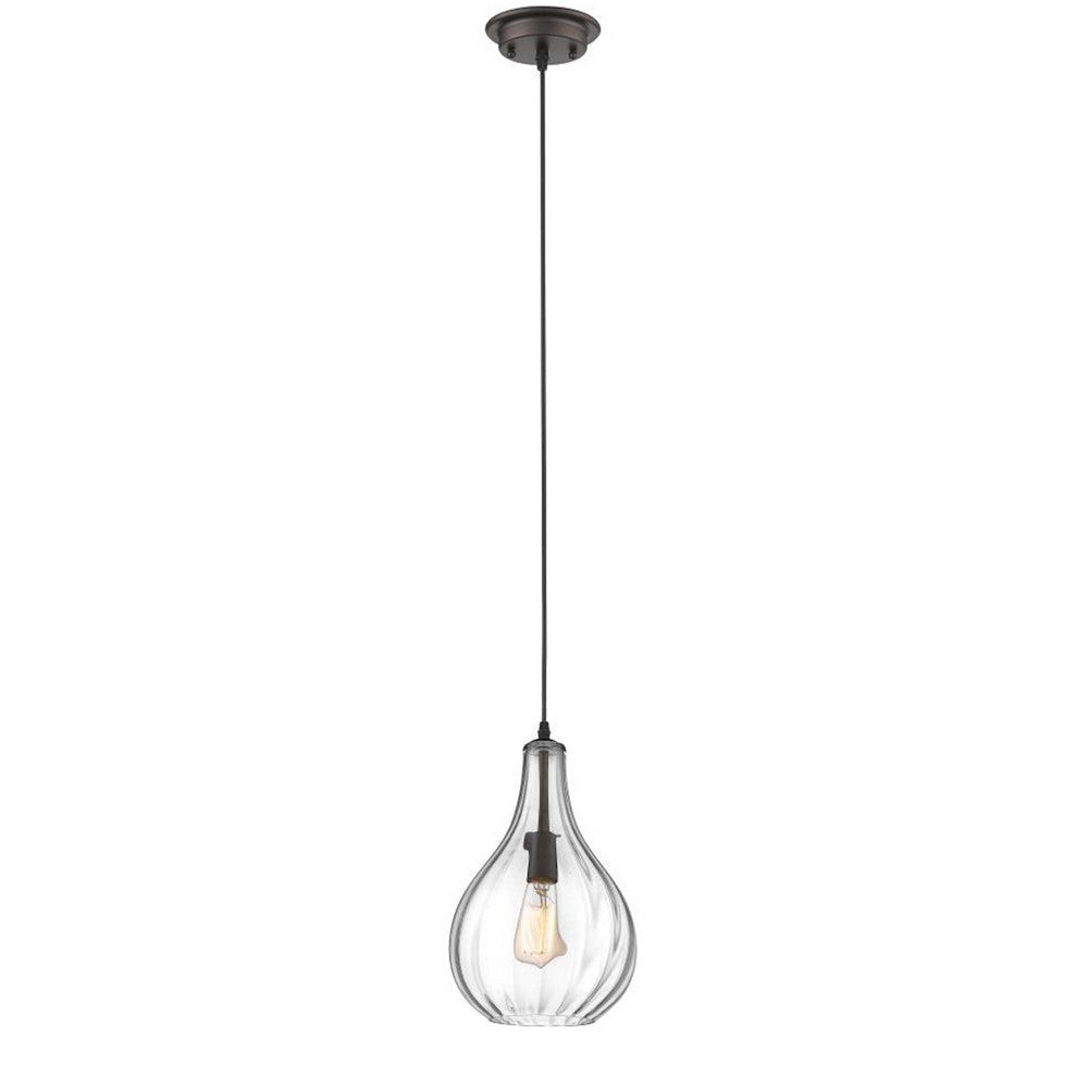 SAVANNAH Transitional 1 Light Rubbed Bronze Ceiling Mini Pendant 9" Wide