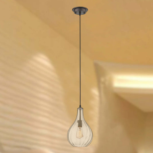 SAVANNAH Transitional 1 Light Rubbed Bronze Ceiling Mini Pendant 9" Wide