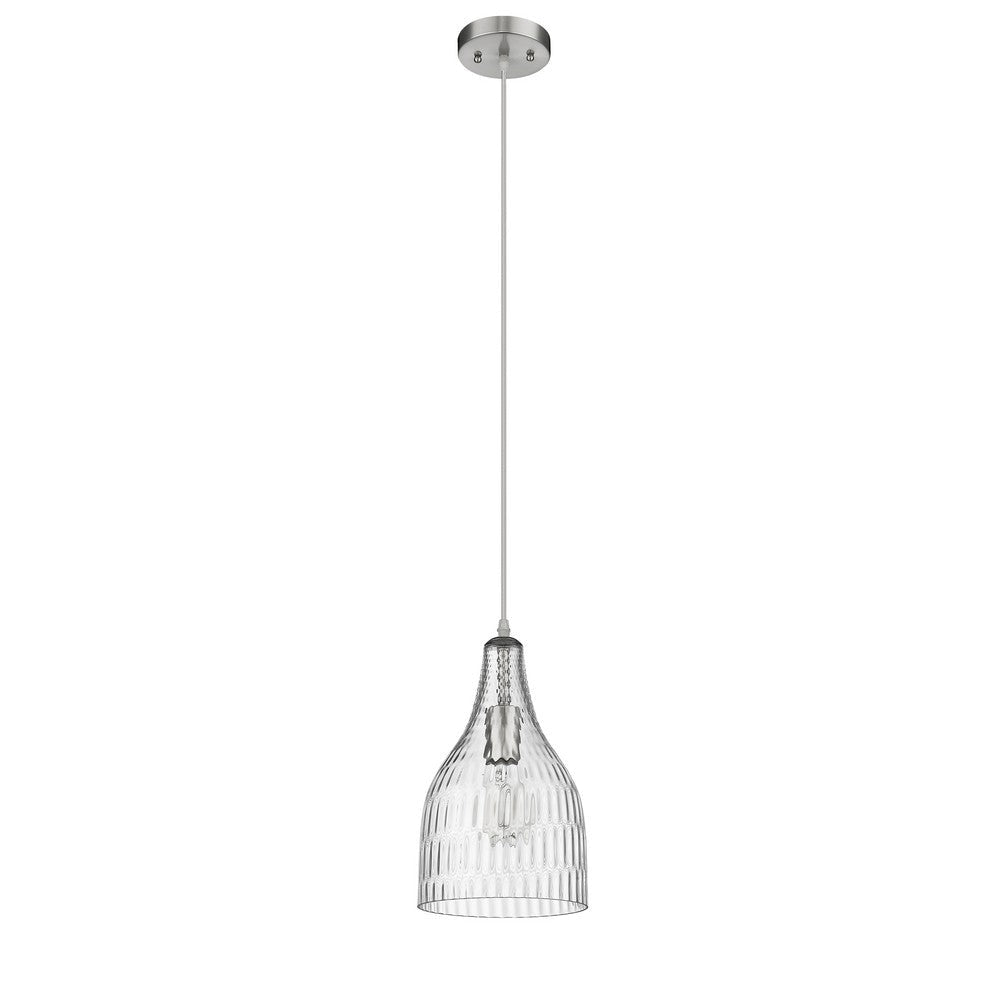 Lighting JASMINE Transitional 1 Light Brushed Nickel Mini Ceiling Pendant 7’’ Wide CHL-CH2S111BN07-DP1