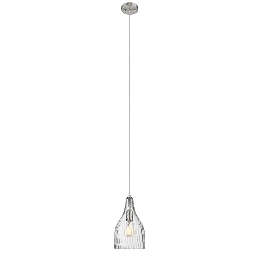 Lighting JASMINE Transitional 1 Light Brushed Nickel Mini Ceiling Pendant 7’’ Wide CHL-CH2S111BN07-DP1