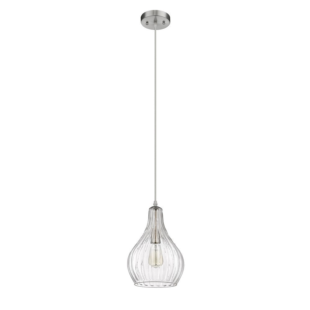 Lighting ARIEL Transitional 1 Light Brushed Nickel Mini Ceiling Pendant 9’’ Wide CHL-CH2S112BN09-DP1