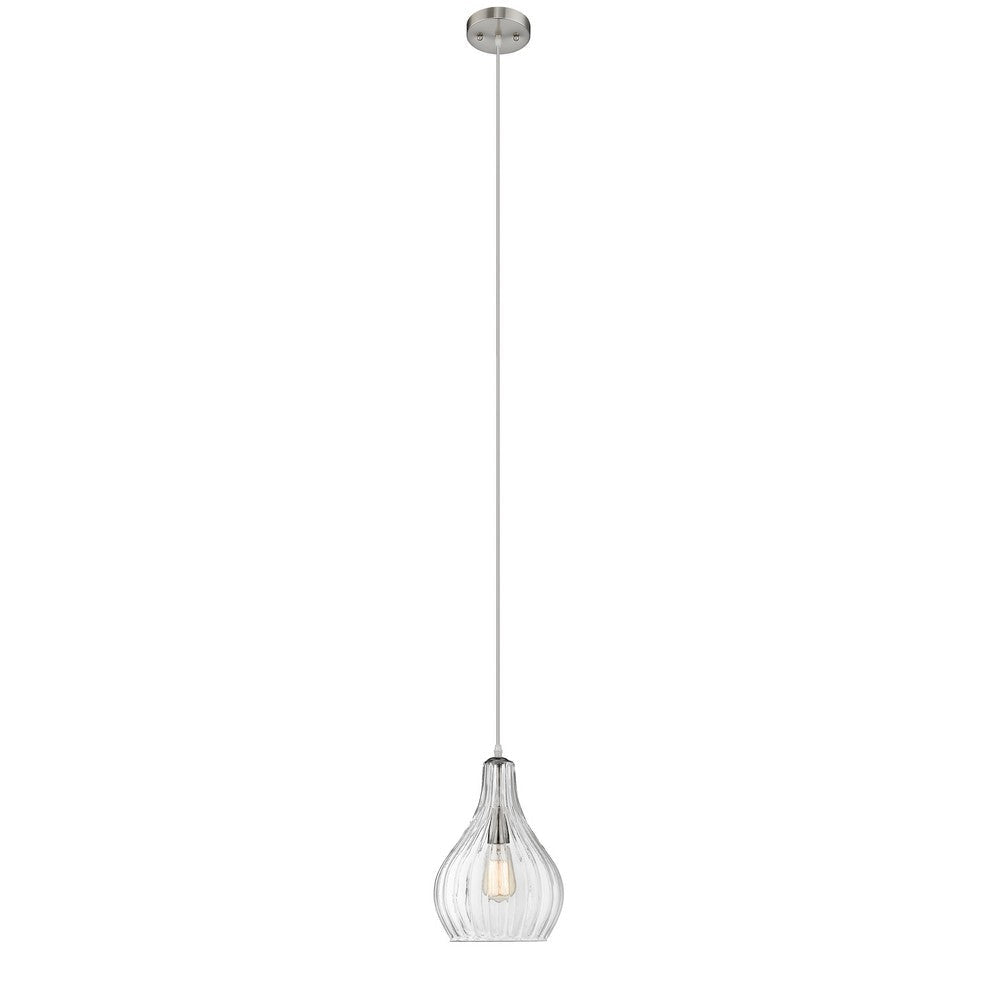 Lighting ARIEL Transitional 1 Light Brushed Nickel Mini Ceiling Pendant 9’’ Wide CHL-CH2S112BN09-DP1