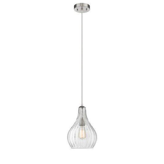 Lighting ARIEL Transitional 1 Light Brushed Nickel Mini Ceiling Pendant 9" Wide