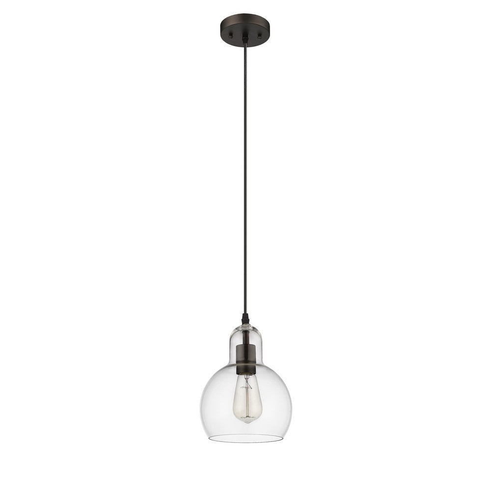 Transitional 1 Light 7.5’’ Mini Ceiling Pendant with Glass Downlight Bronze CHL-CH2S113RB08-DP1