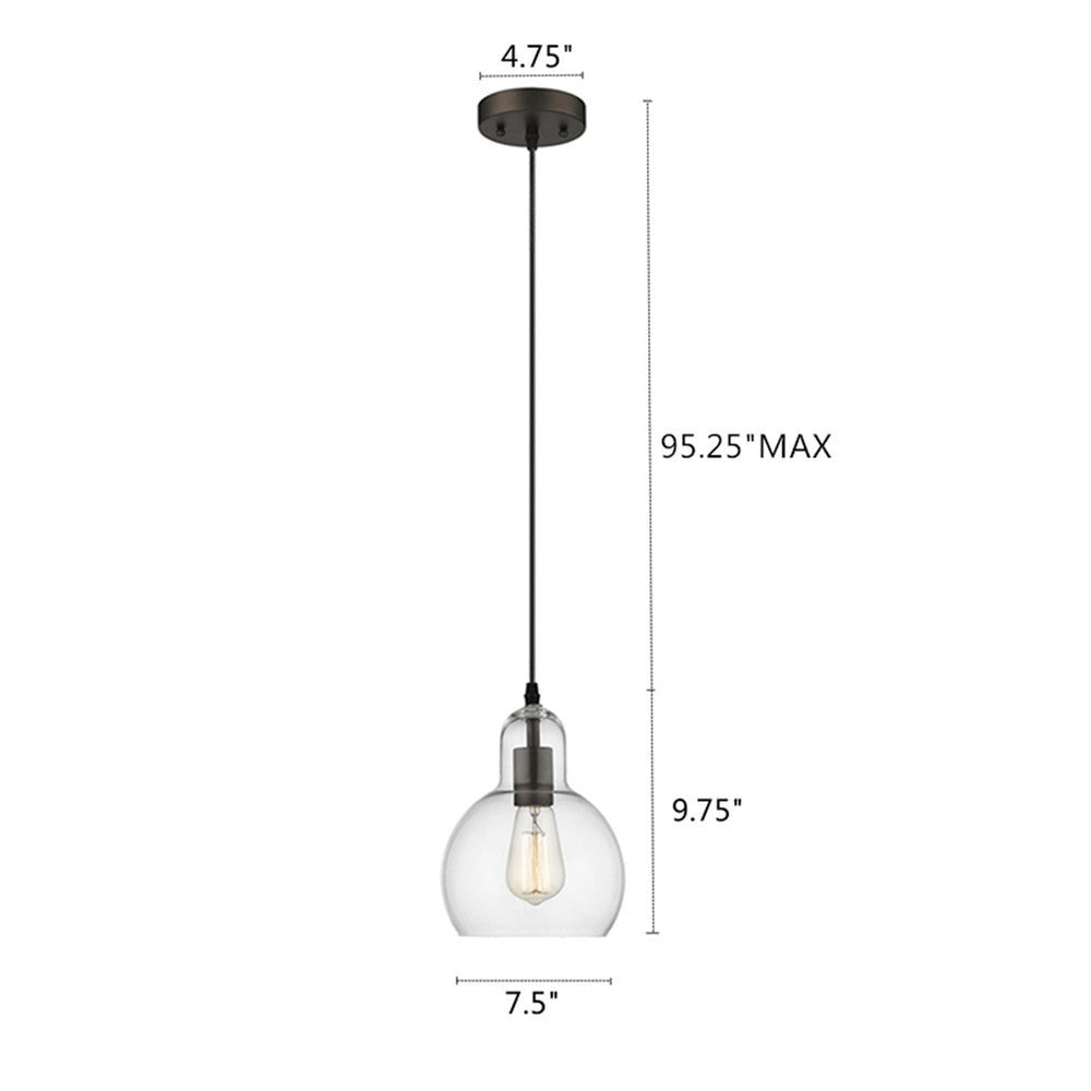 Transitional 1 Light 7.5’’ Mini Ceiling Pendant with Glass Downlight Bronze CHL-CH2S113RB08-DP1