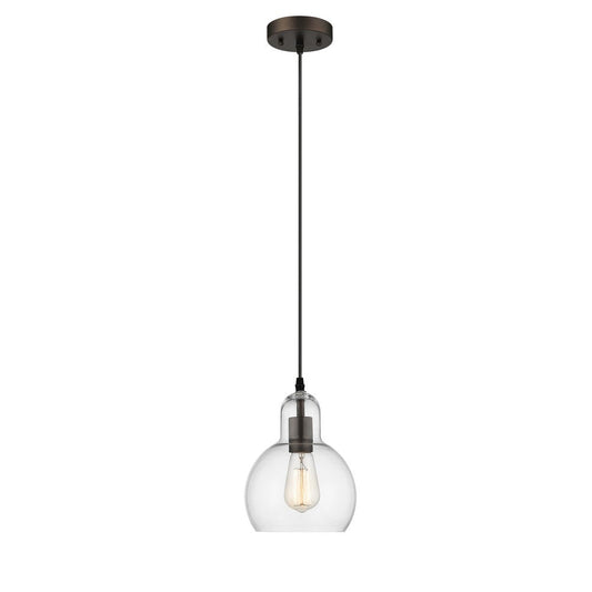 Transitional 1 Light 7.5" Mini Ceiling Pendant with Glass Downlight, Bronze