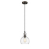 Transitional 1 Light 7.5" Mini Ceiling Pendant with Glass Downlight, Bronze