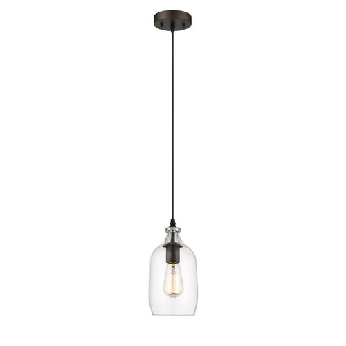 Transitional 1 Light 5.5" Mini Ceiling Pendant with Glass Downlight, Bronze