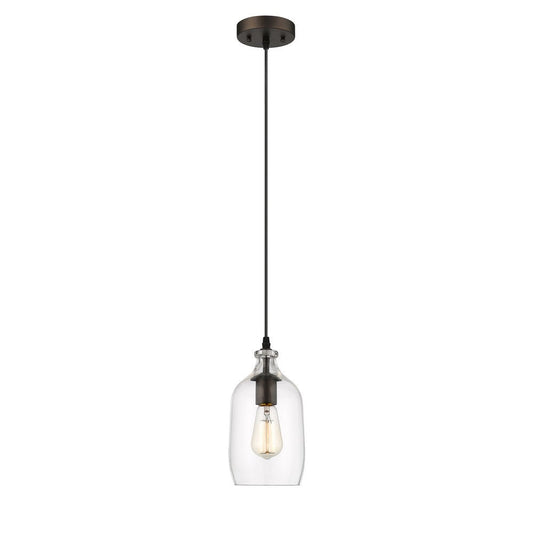 Transitional 1 Light 5.5" Mini Ceiling Pendant with Glass Downlight, Bronze
