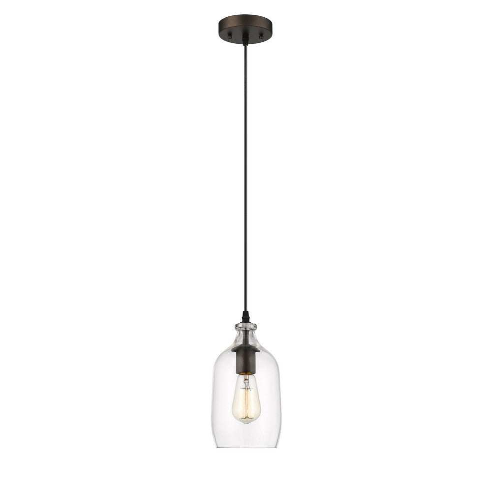 Transitional 1 Light 5.5" Mini Ceiling Pendant with Glass Downlight, Bronze