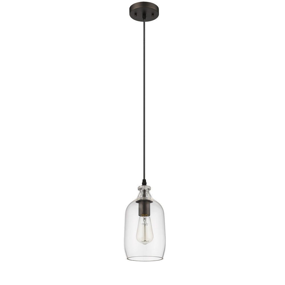 Transitional 1 Light 5.5’’ Mini Ceiling Pendant with Glass Downlight Bronze CHL-CH2S114RB06-DP1