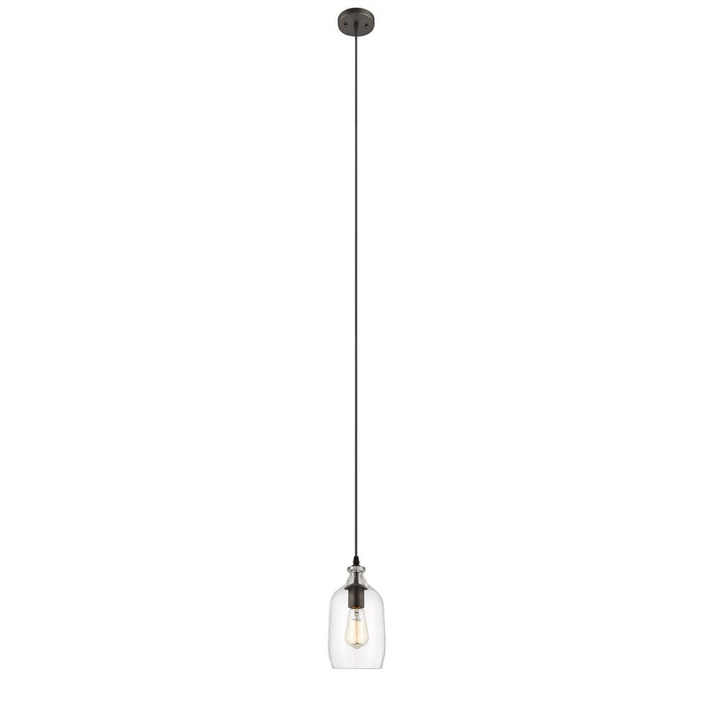 Transitional 1 Light 5.5’’ Mini Ceiling Pendant with Glass Downlight Bronze CHL-CH2S114RB06-DP1