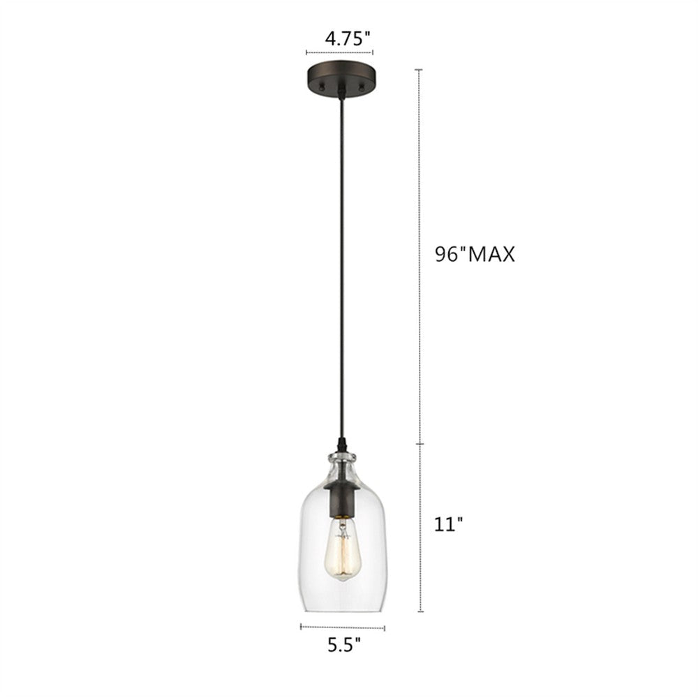 Transitional 1 Light 5.5’’ Mini Ceiling Pendant with Glass Downlight Bronze CHL-CH2S114RB06-DP1