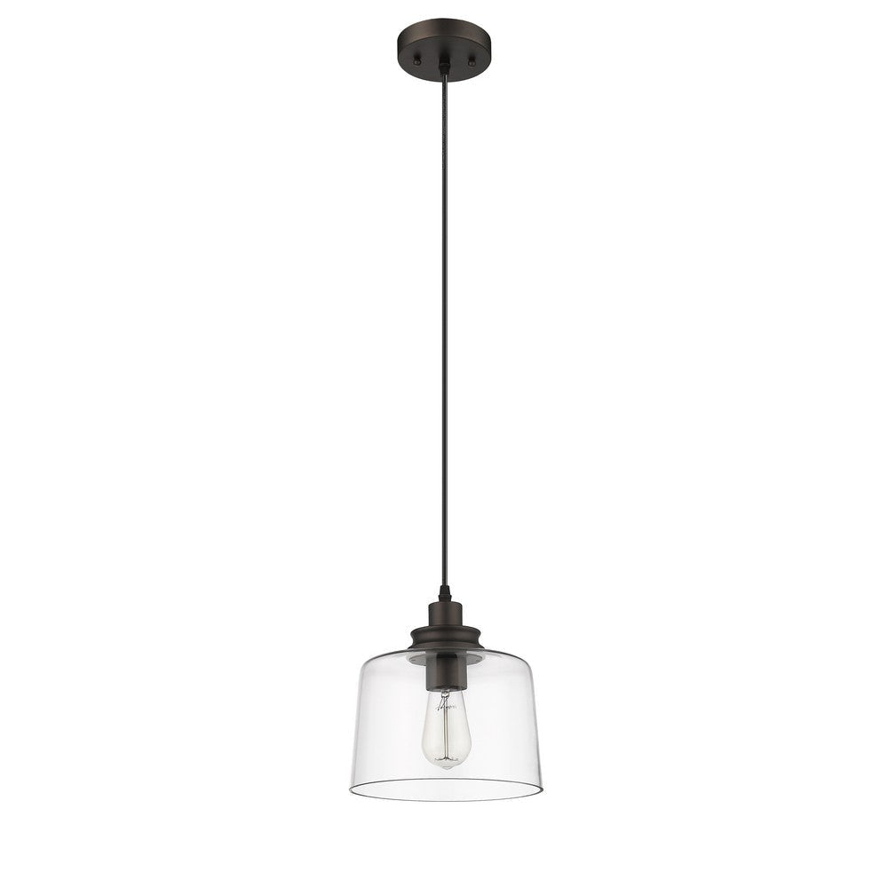 Transitional 1 Light 9’’ Mini Ceiling Pendant with Glass Downlight Bronze CHL-CH2S115RB09-DP1