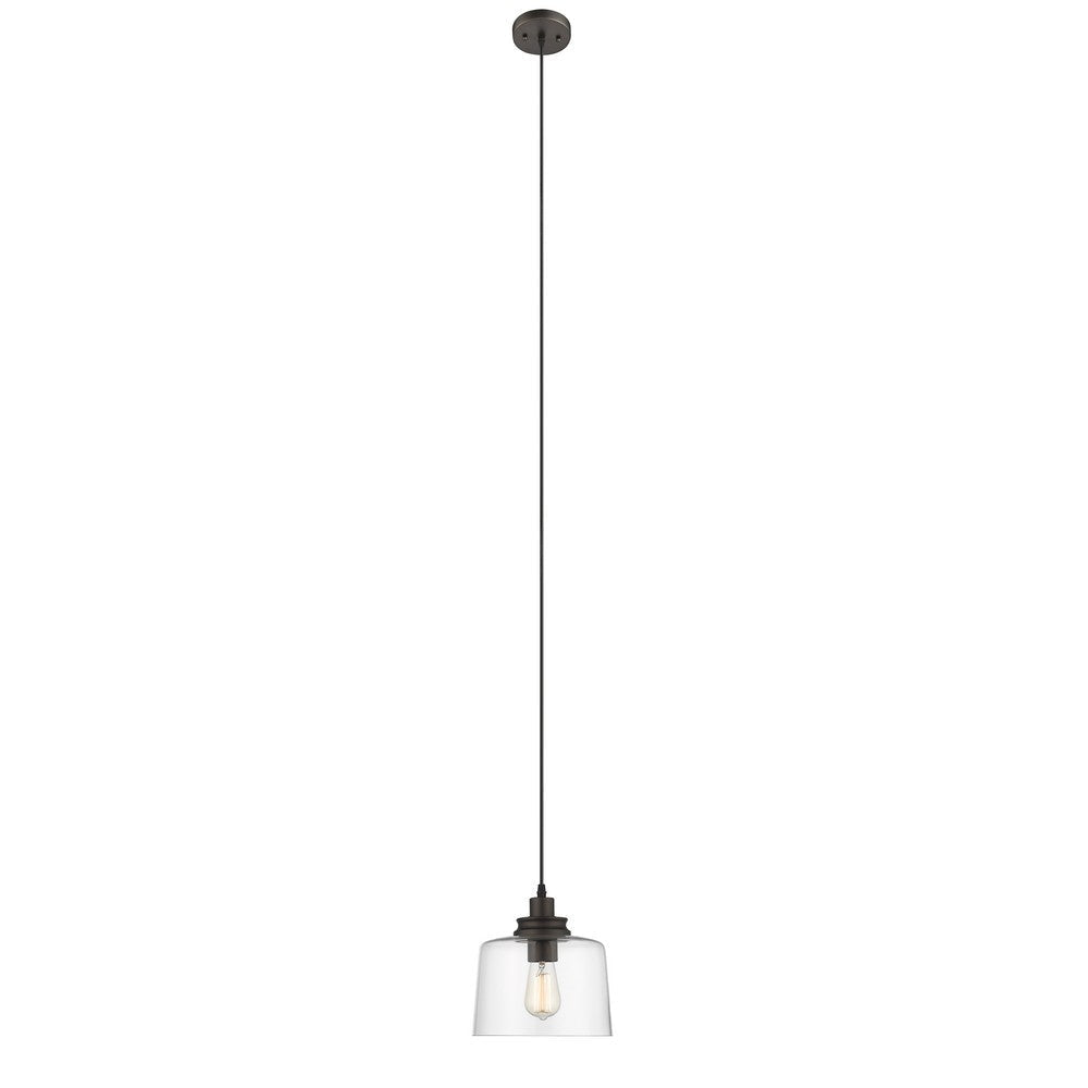 Transitional 1 Light 9’’ Mini Ceiling Pendant with Glass Downlight Bronze CHL-CH2S115RB09-DP1