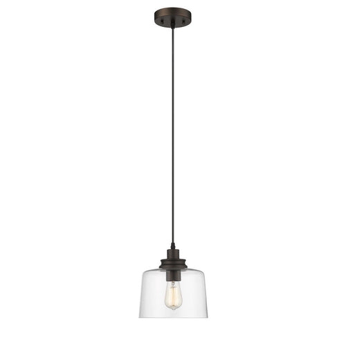 Transitional 1 Light 9" Mini Ceiling Pendant with Glass Downlight, Bronze