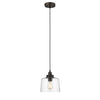 Transitional 1 Light 9" Mini Ceiling Pendant with Glass Downlight, Bronze