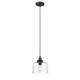 Transitional 1 Light 9" Mini Ceiling Pendant with Glass Downlight, Bronze