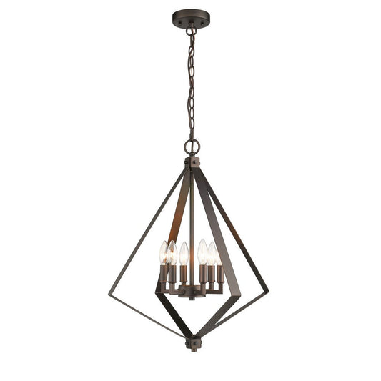 Lighting HUDSON Transitional 6 Light  Rubbed Bronze Ceiling Pendant 20" Wide