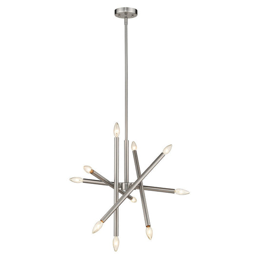 Lighting ADALYNN Transitional 10 Light Brushed Nickel Ceiling Pendant 19" Wide