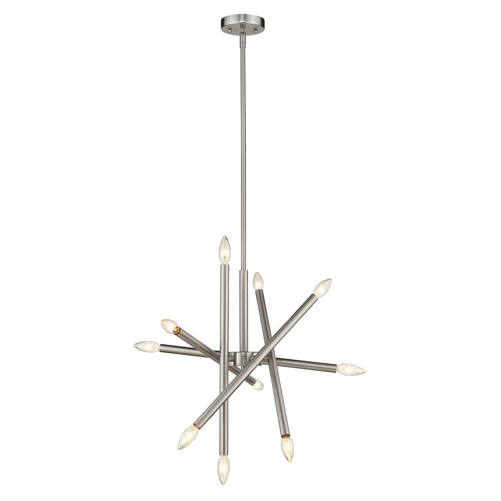 Lighting ADALYNN Transitional 10 Light Brushed Nickel Ceiling Pendant 19" Wide