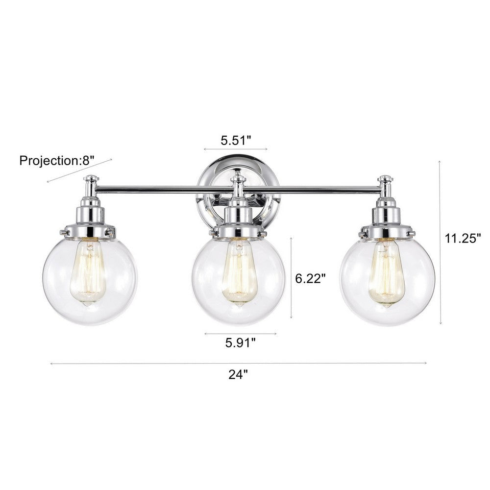 Chloe Lighting Milo Transitional 3 Light Chrome Bath Vanity Fixture 24’’ Wide CHL-CH2S118CM24-BL3