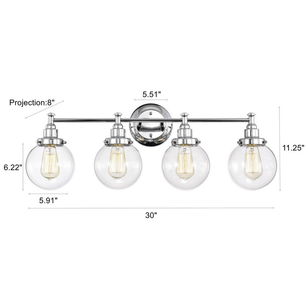 Chloe Lighting Milo Transitional 4 Light Chrome Bath Vanity Fixture 30’’ Wide CHL-CH2S118CM30-BL4