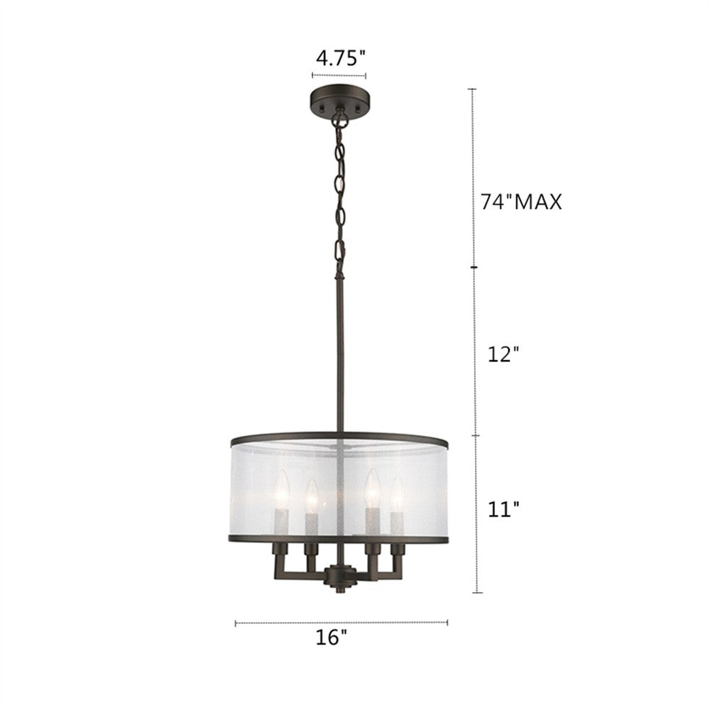 Lighting VALENTINA Transitional 4 Light Rubbed Bronze Ceiling Pendant 16’’ Wide CHL-CH2S121RB16-UP4