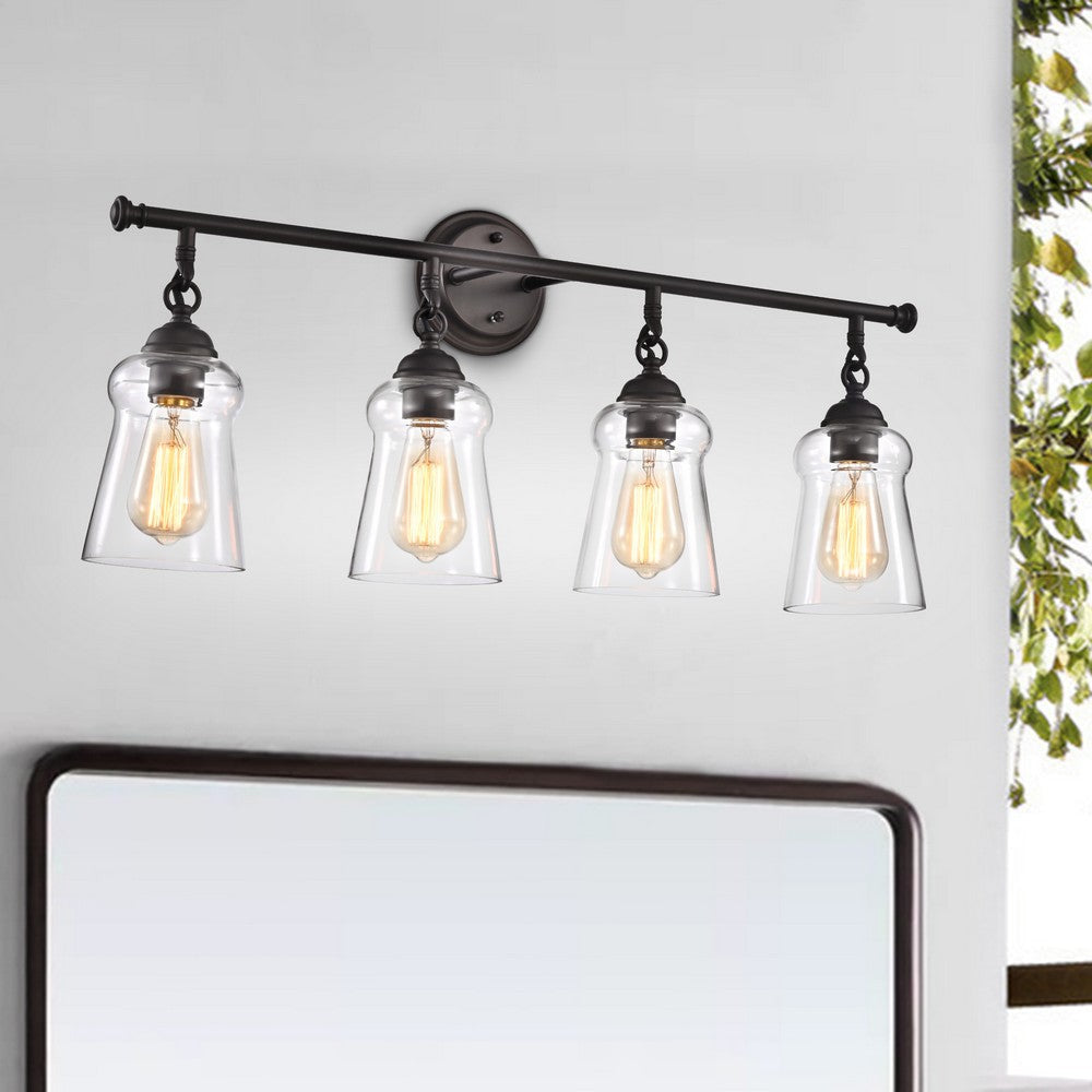 Lighting CHERYL Contemporary 4 Light Rubbed Bronze Bath Vanity Fixture 30" Width