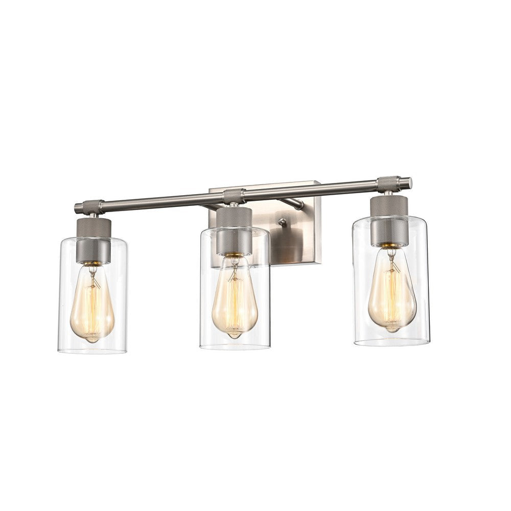 Lighting MERCY Contemporary 3 Light Brushed Nickel Bath Vanity Fixture 22" Width