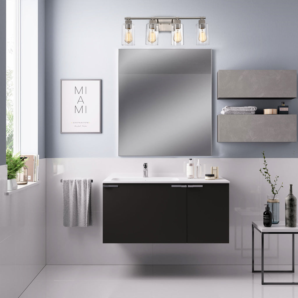 Lighting MERCY Contemporary 4 Light Brushed Nickel Bath Vanity Fixture 27’’ Width CHL-CH2S124BN27-BL4